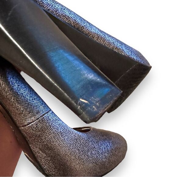 Calvin Klein Elita Cosmopolitan Stacked Pump Heels in Metallic Silver Sz 8.5 - Picture 9 of 16